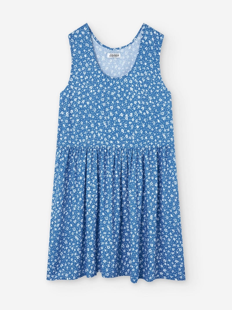 Robe Florale Taille Froncée Bleu - Kiabi