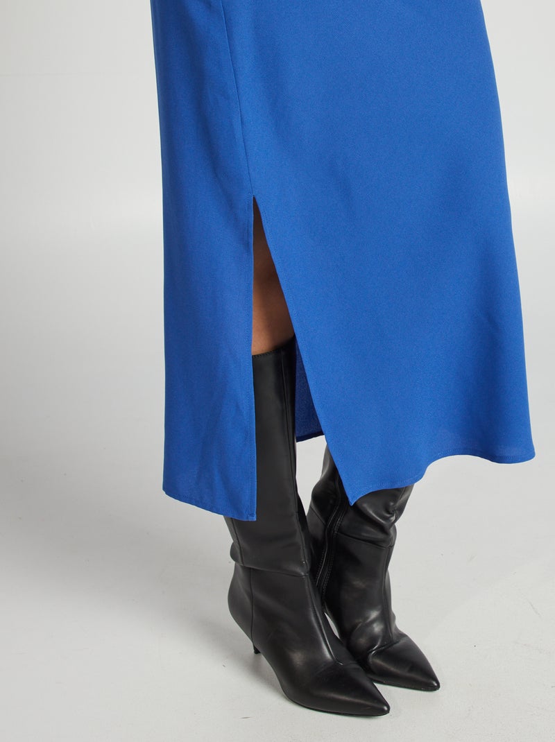 Robe fluide à col bénitier Bleu - Kiabi