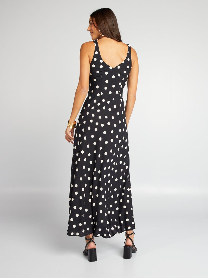 Robe fluide à col V Noir - Kiabi