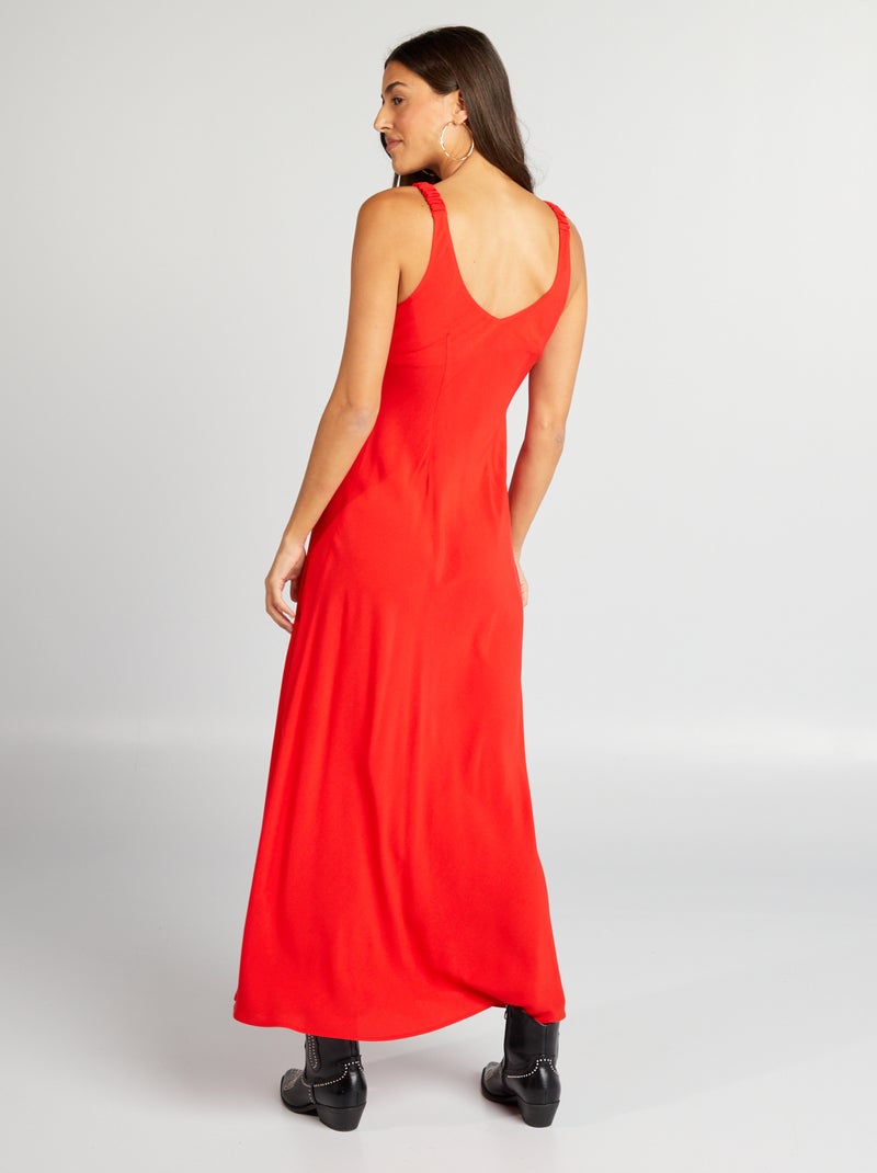 Robe fluide à col V rouge - Kiabi