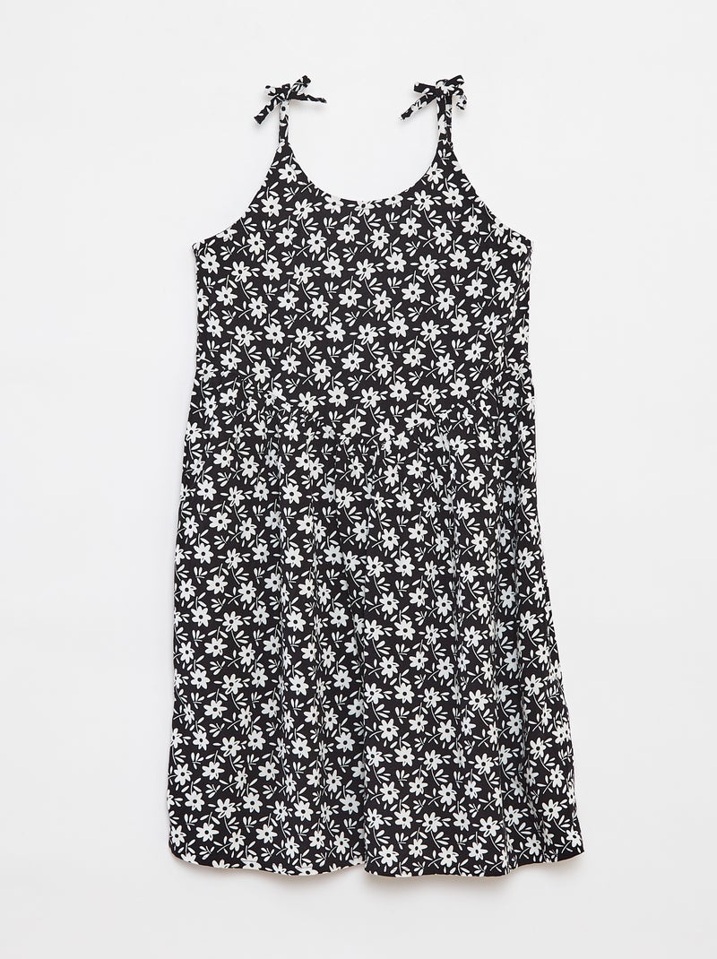 Robe fluide à fines bretelles et motif all over Noir - Kiabi