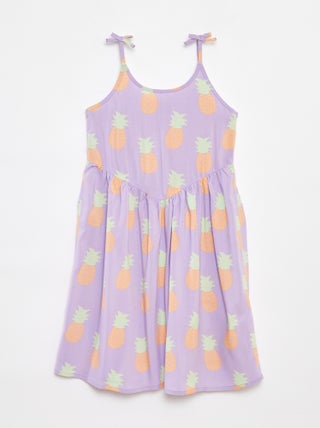 Robe fluide à fines bretelles et motif all over