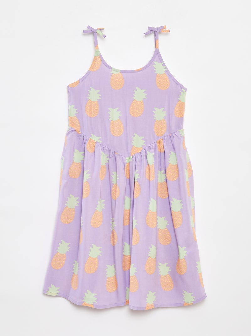 Robe fluide à fines bretelles et motif all over Violet - Kiabi
