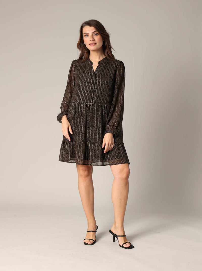 Robe fluide à fines rayures 'Deeluxe' Noir - Kiabi