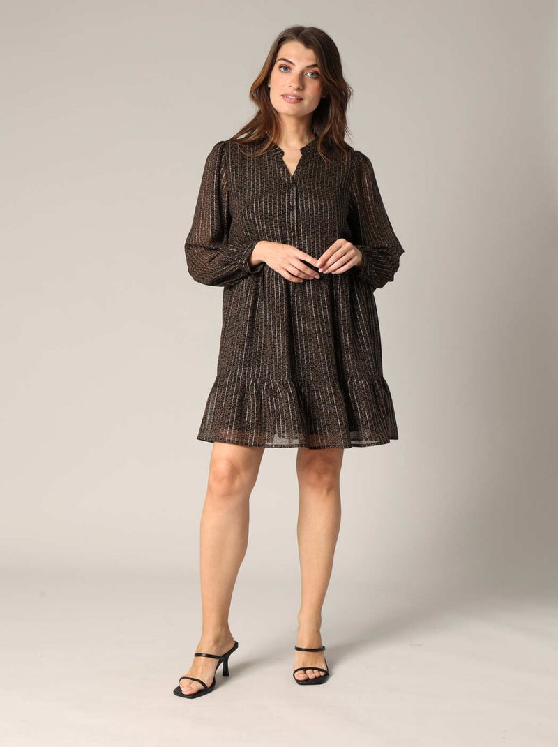 Robe fluide à fines rayures 'Deeluxe' Noir - Kiabi