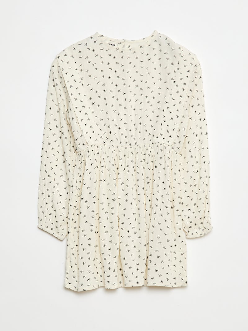 Robe fluide à fleurs en maille crêpe Beige - Kiabi