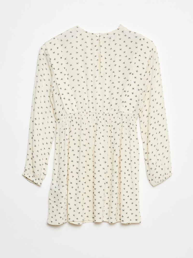 Robe fluide à fleurs en maille crêpe Beige - Kiabi