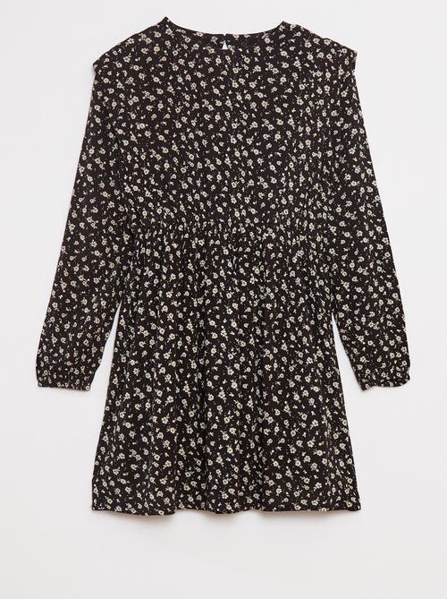 Robe fluide à fleurs en maille crêpe - Kiabi