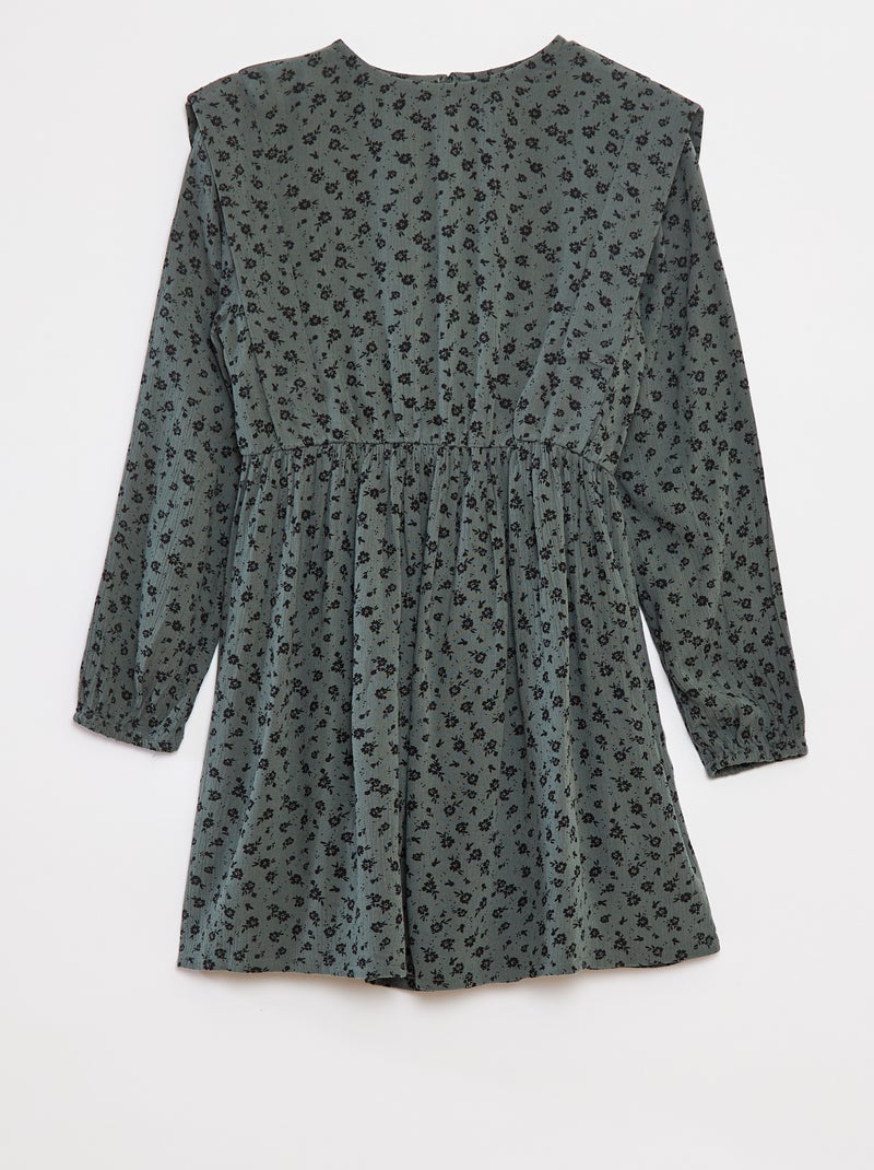 Robe fluide à fleurs en maille crêpe Vert - Kiabi