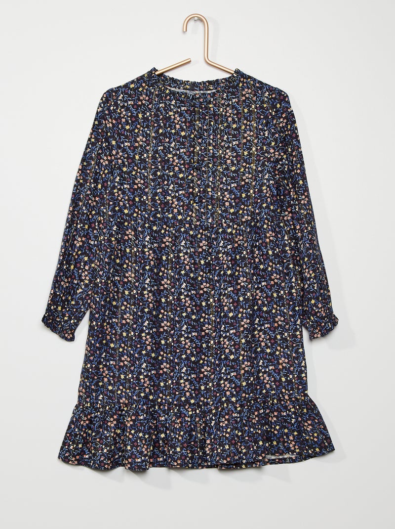 Robe fluide à motif bleu - Kiabi