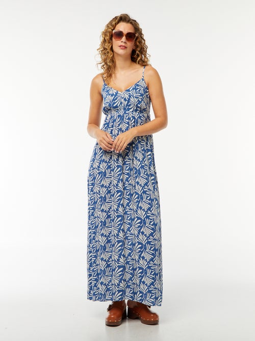 Robe fluide à motif floral avec fines bretelles réglables - Kiabi