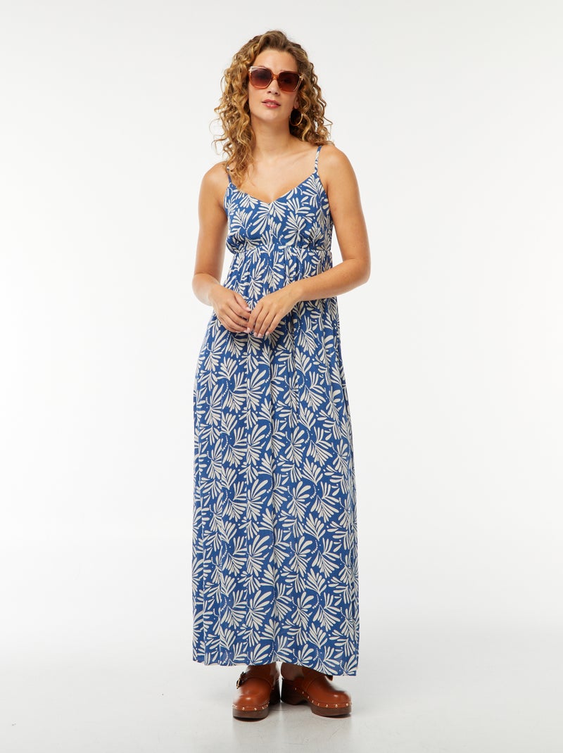 Robe fluide à motif floral avec fines bretelles réglables Bleu - Kiabi