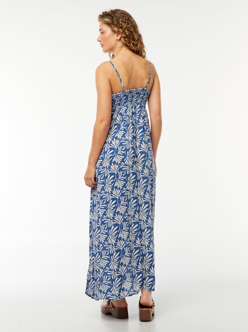 Robe fluide à motif floral avec fines bretelles réglables Bleu - Kiabi