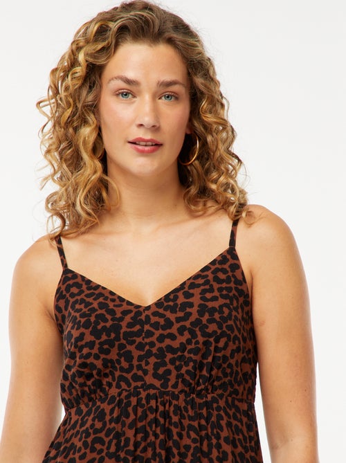 Robe fluide à motif floral avec fines bretelles réglables - Kiabi