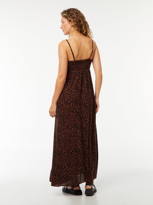 Robe fluide à motif floral avec fines bretelles réglables - Kiabi