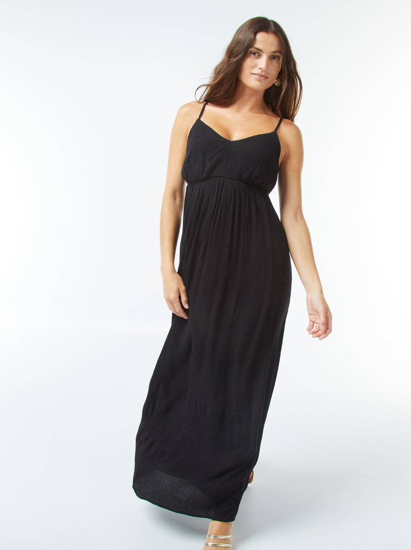 Robe fluide à motif floral avec fines bretelles réglables Noir - Kiabi