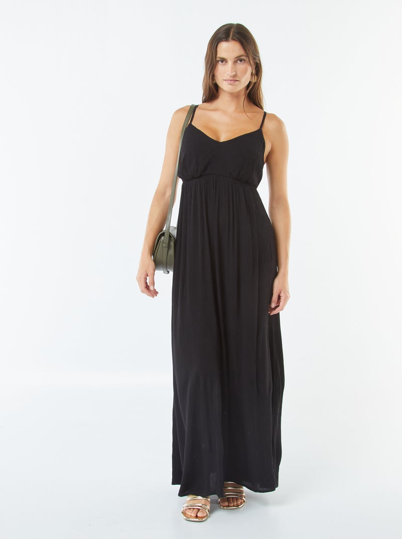 Robe fluide à motif floral avec fines bretelles réglables Noir - Kiabi