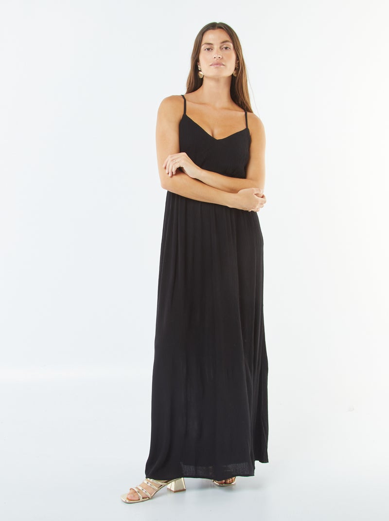 Robe fluide à motif floral avec fines bretelles réglables Noir - Kiabi