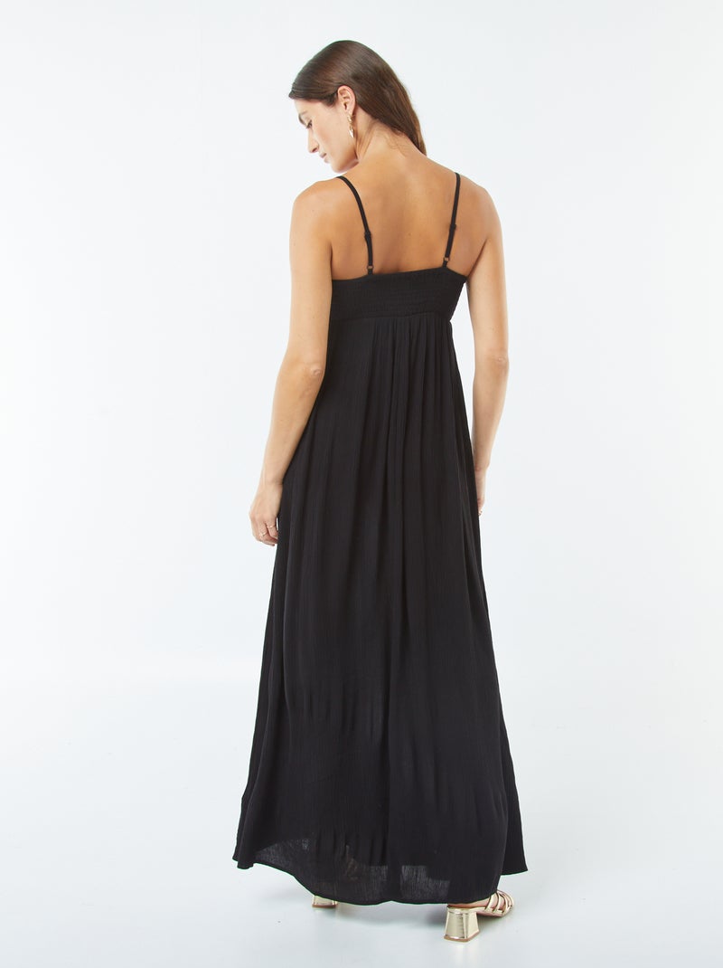Robe fluide à motif floral avec fines bretelles réglables Noir - Kiabi