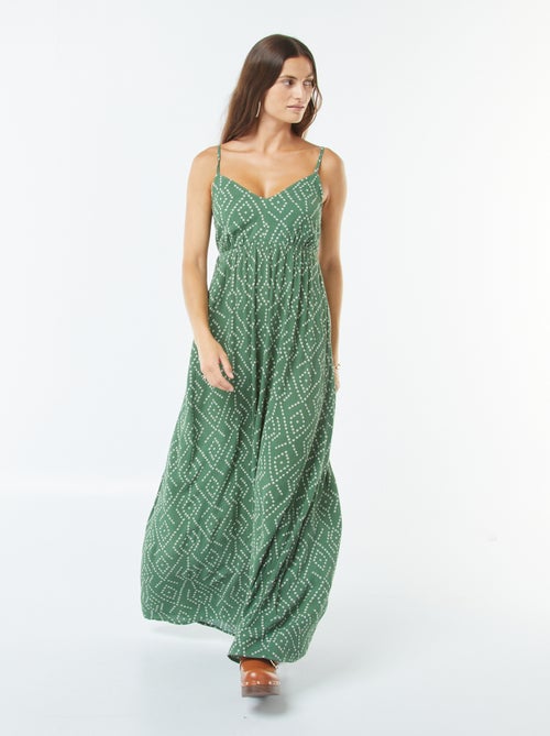 Robe fluide à motif floral avec fines bretelles réglables - Kiabi