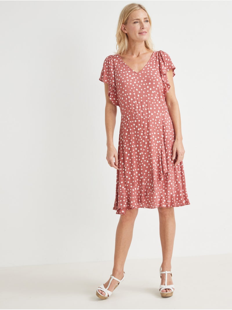 Robe fluide à volants - DAXON Beige/Rose - Kiabi