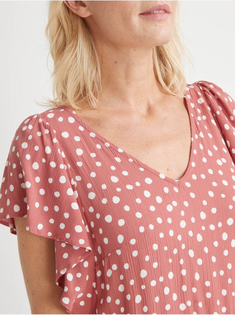 Robe fluide à volants - DAXON Beige/Rose - Kiabi
