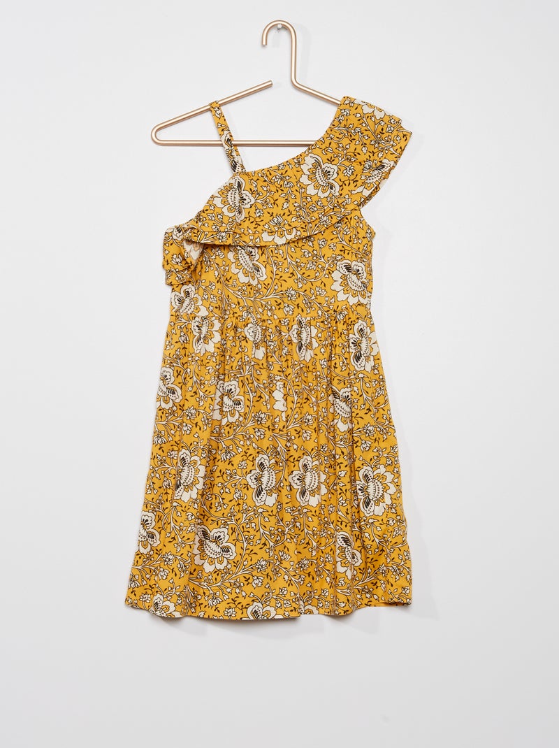Robe fluide avec haut asymétrique jaune - Kiabi