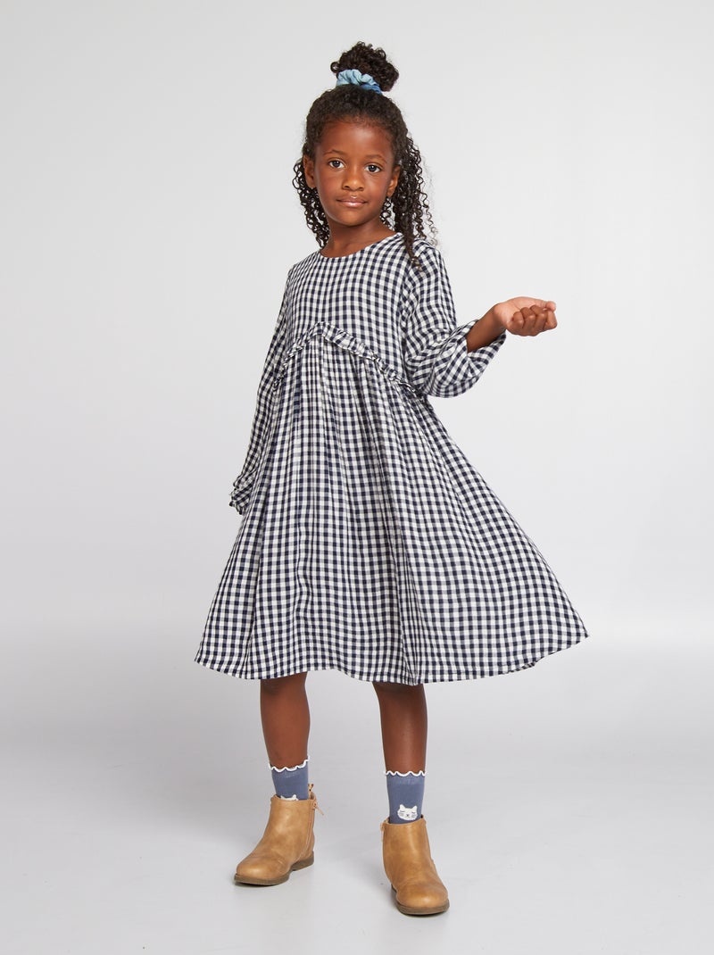 Robe fluide avec imprimé Bleu - Kiabi