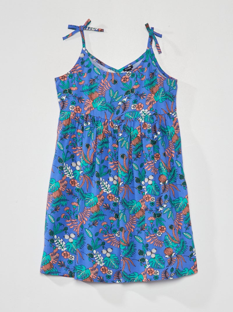 Robe fluide avec imprimé Bleu - Kiabi