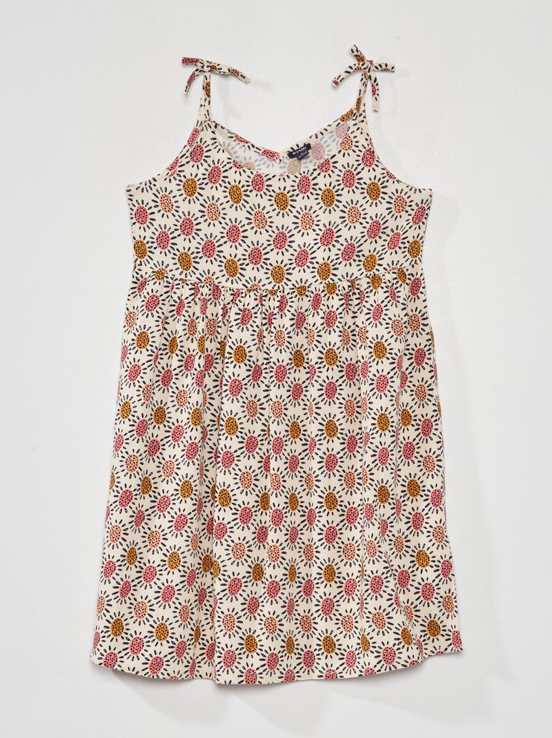 Robe fluide avec imprimé Ecru/rose - Kiabi