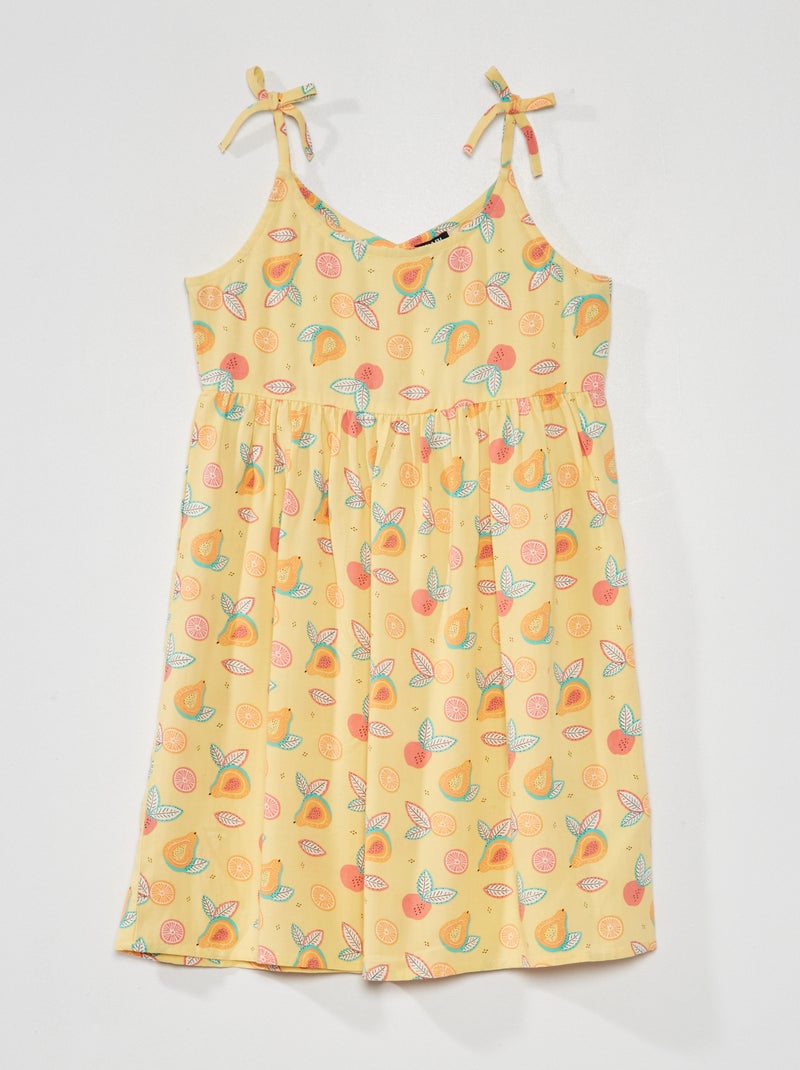 Robe fluide avec imprimé Jaune - Kiabi