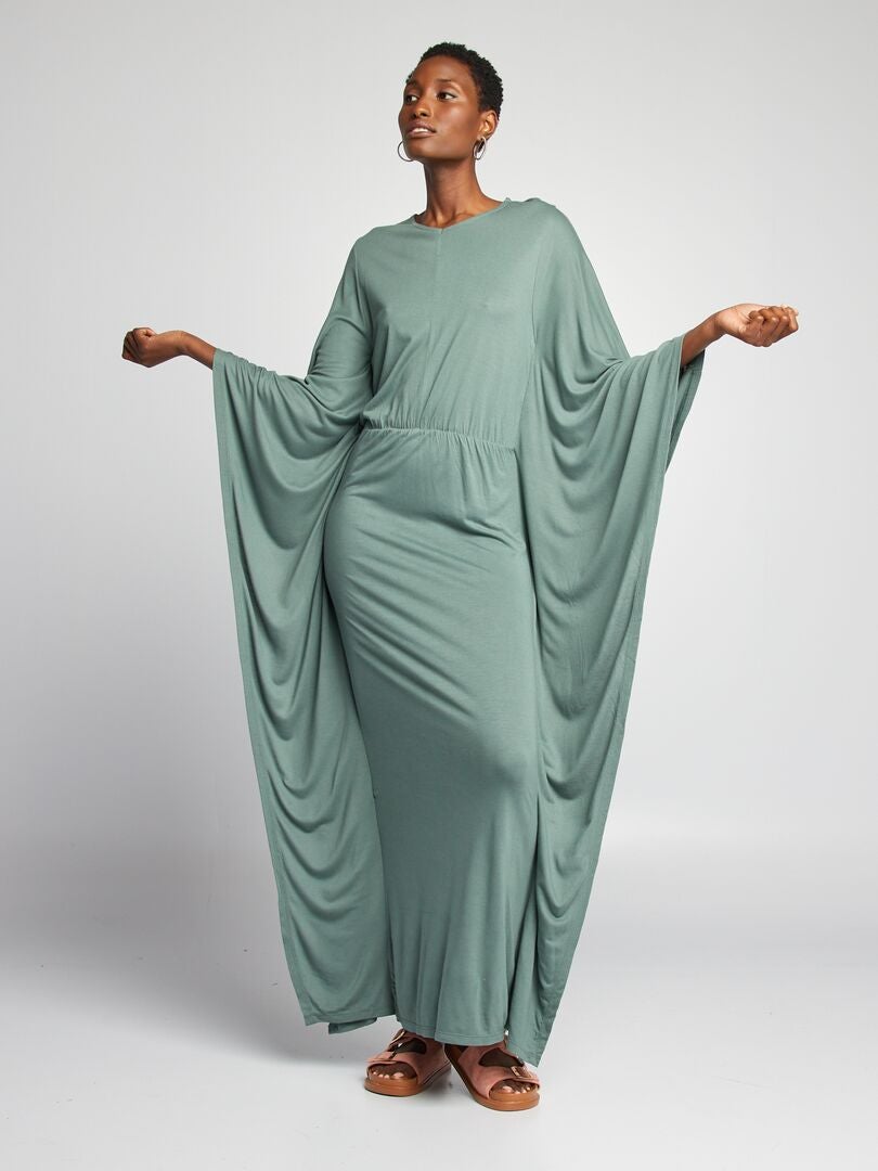 Robe fluide avec manches papillon Vert foncé - Kiabi