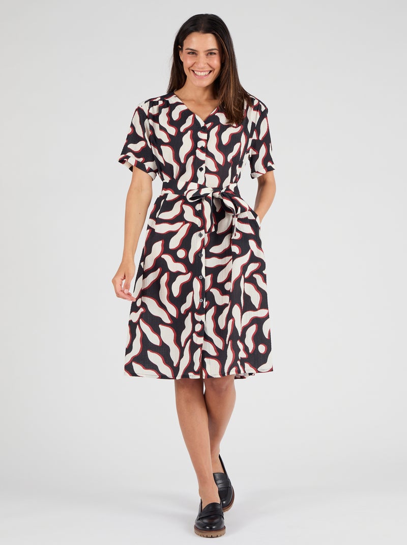 Robe fluide crépon - Damart Noir - Kiabi