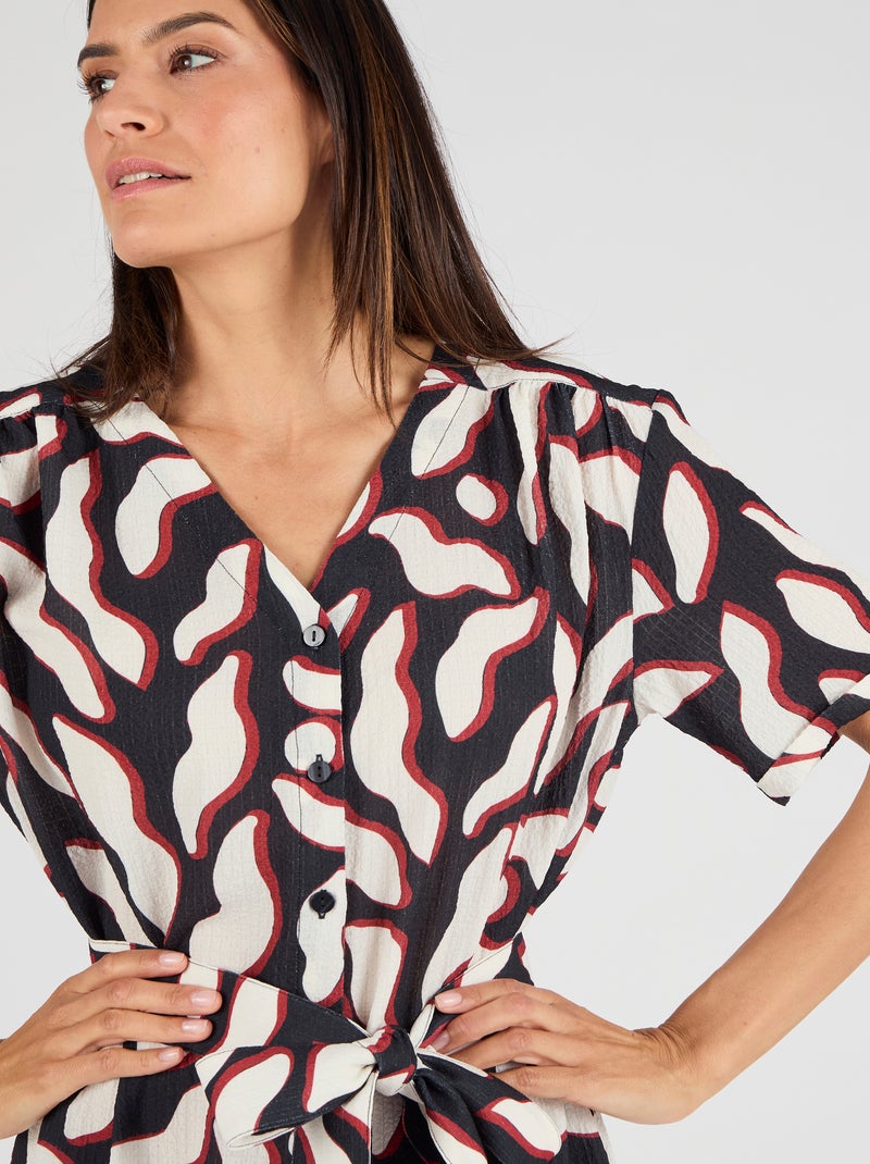 Robe fluide crépon - Damart Noir - Kiabi