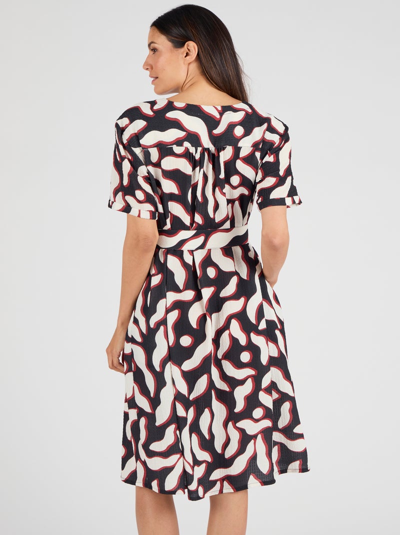 Robe fluide crépon - Damart Noir - Kiabi