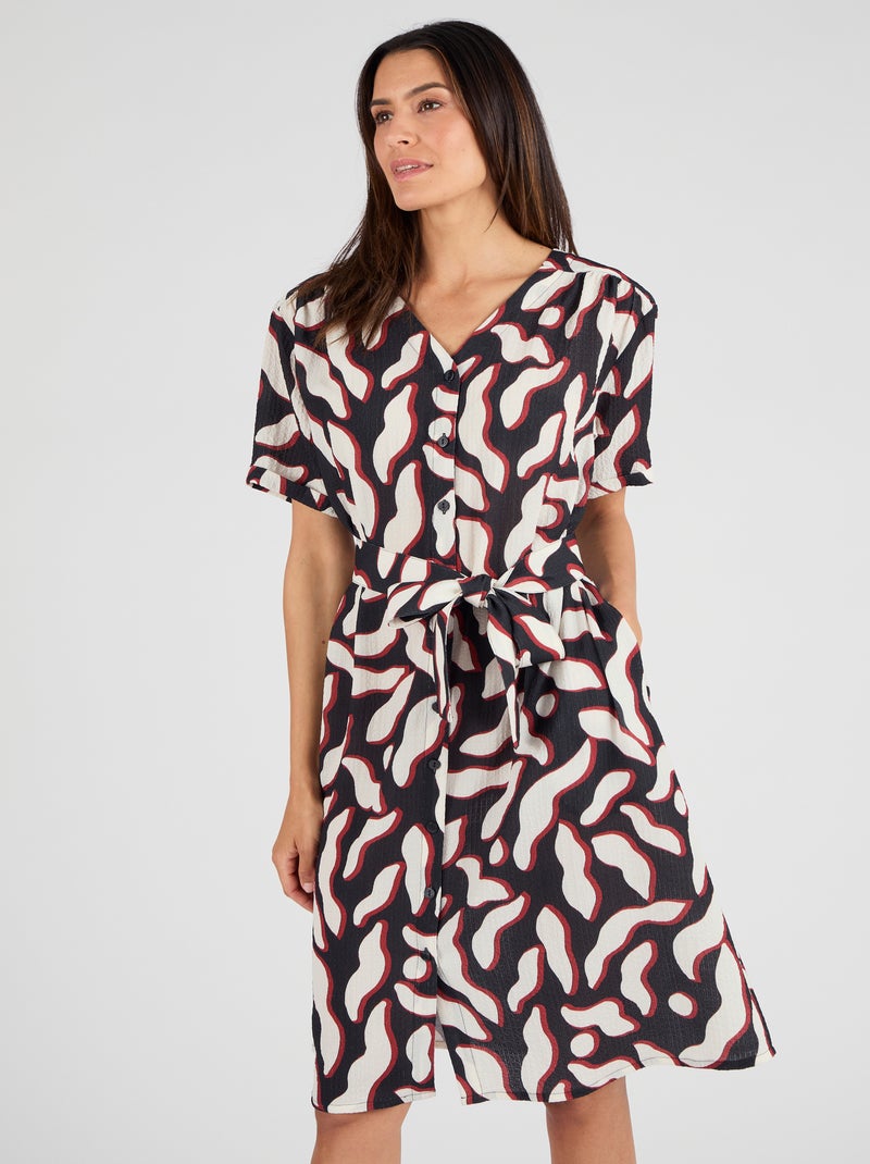 Robe fluide crépon - Damart Noir - Kiabi