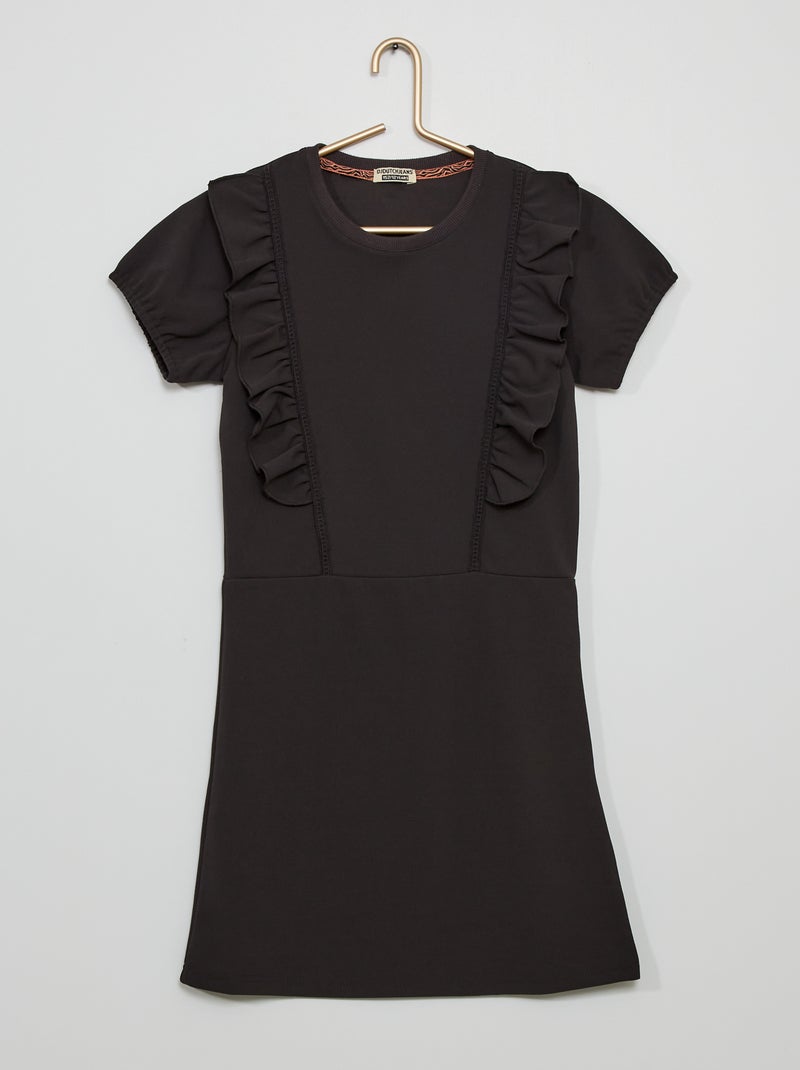 Robe  fluide effet crêpé anthracite - Kiabi