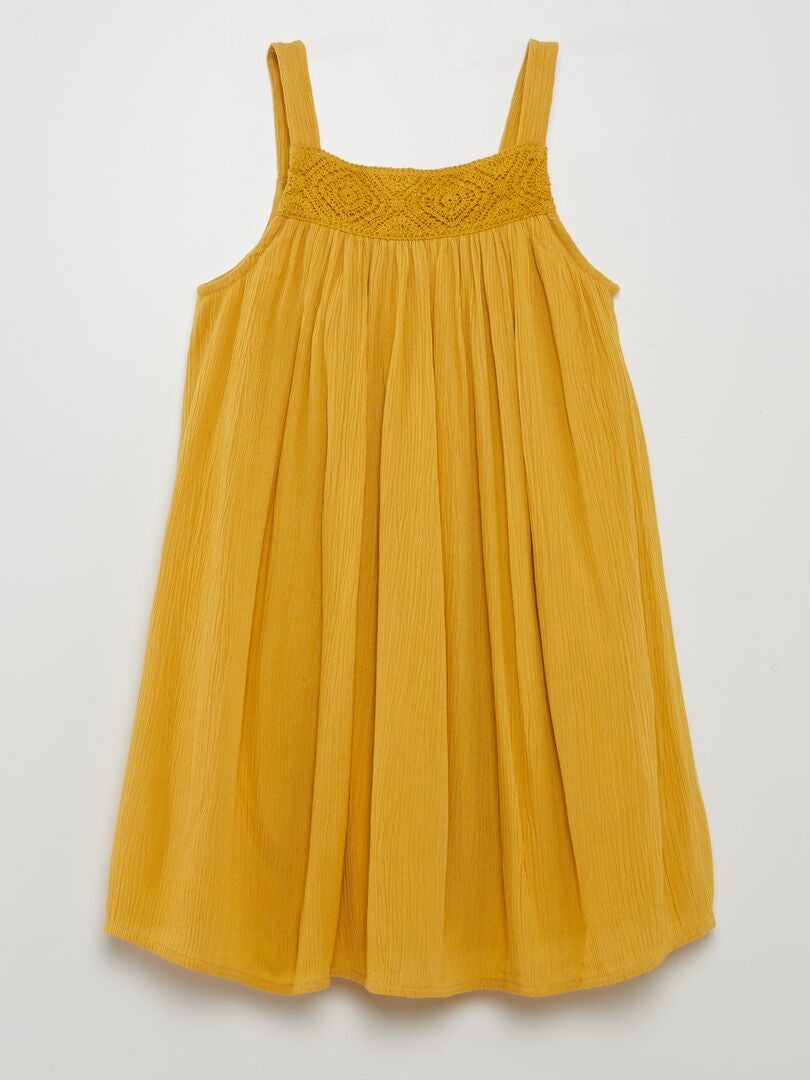 Robe fluide en crêpe Jaune - Kiabi