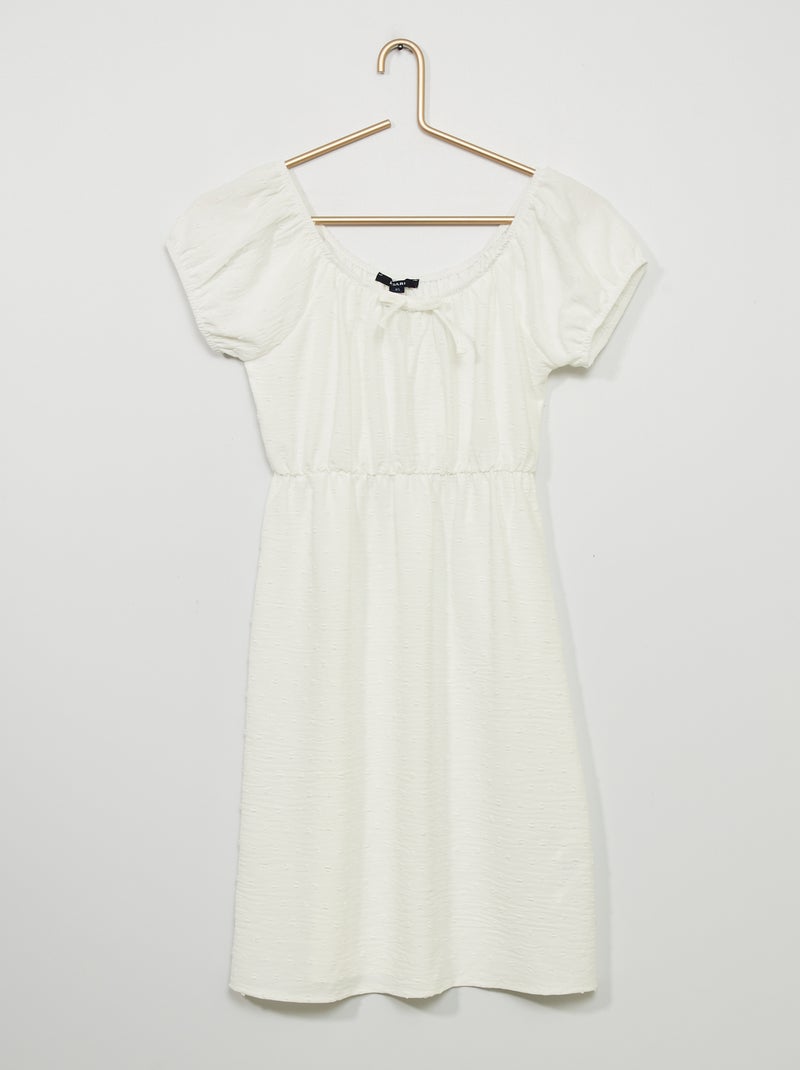 Robe fluide en plumetis blanc - Kiabi