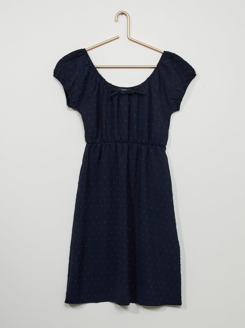 Robe fluide en plumetis bleu marine - Kiabi