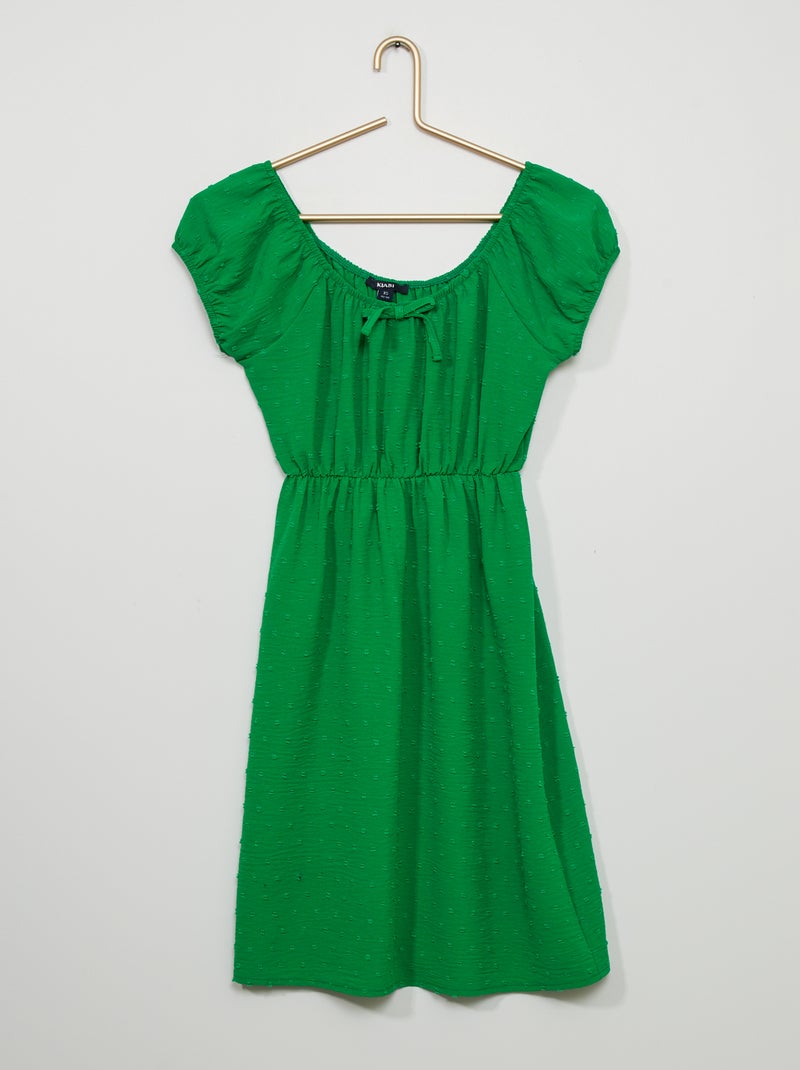 Robe fluide en plumetis Vert - Kiabi