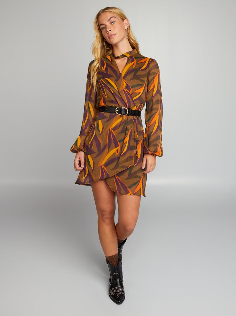Robe fluide en voile Marron - Kiabi