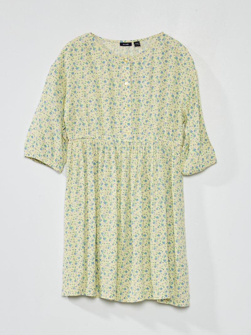 Robe fluide et légère avec motifs floral Jaune - Kiabi