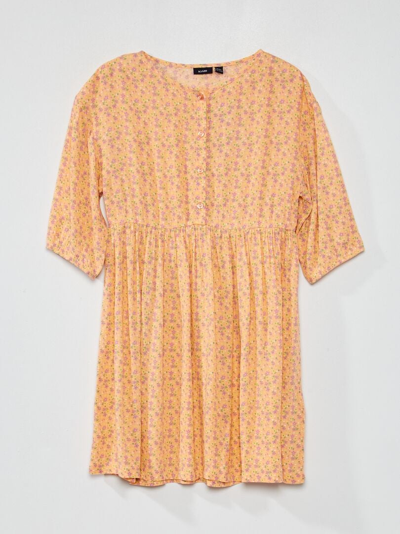 Robe fluide et légère avec motifs floral Orange - Kiabi
