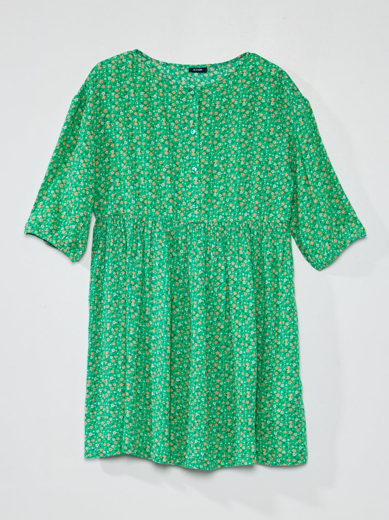 Robe fluide et légère avec motifs floral Vert - Kiabi