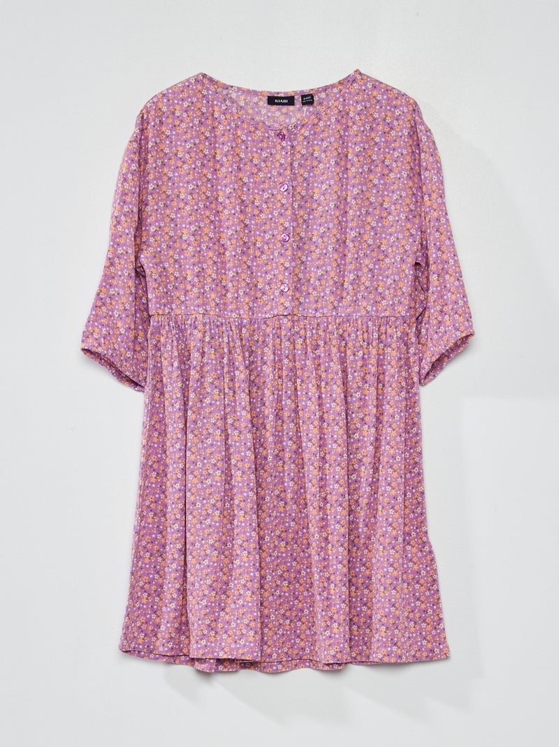 Robe fluide et légère avec motifs floral Violet - Kiabi
