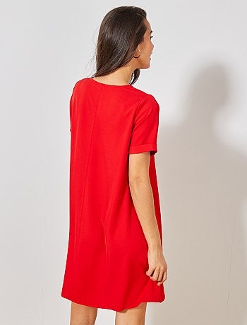 Robe évasée vintage à pois pour femme Rouge M Rouge - Prêt-à