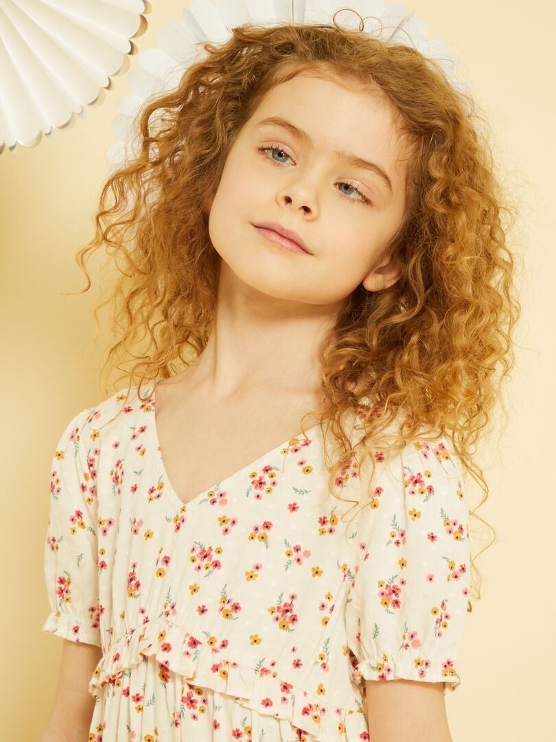 Robe fluide fleuri Blanc - Kiabi