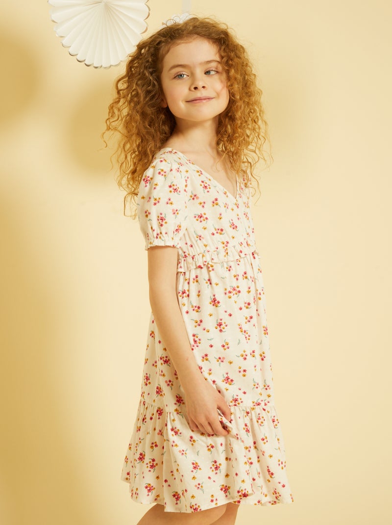 Robe fluide fleuri Blanc - Kiabi