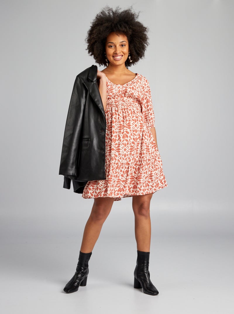Robe fluide grossesse Beige/terracotta - Kiabi